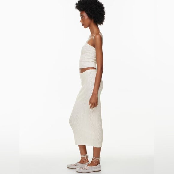 Aritzia Little Moon SET Balmy + Rico Tube Top/High Rise Knit Midi Skirt Birch - Picture 2 of 11